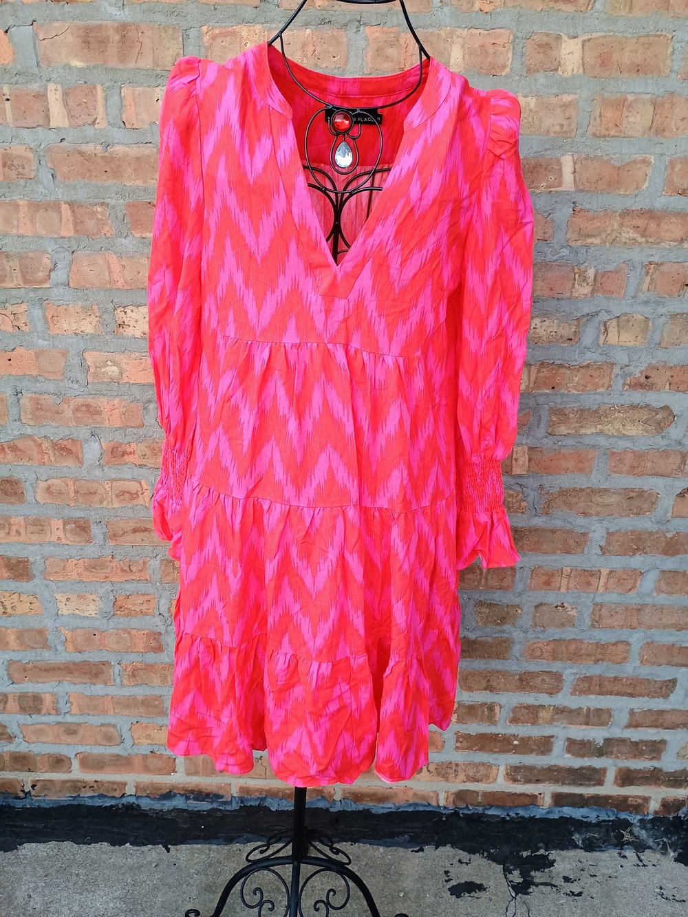 Pomander Place Kenzo Hot Pink Ikat Mini Dress Size XS 35.75L